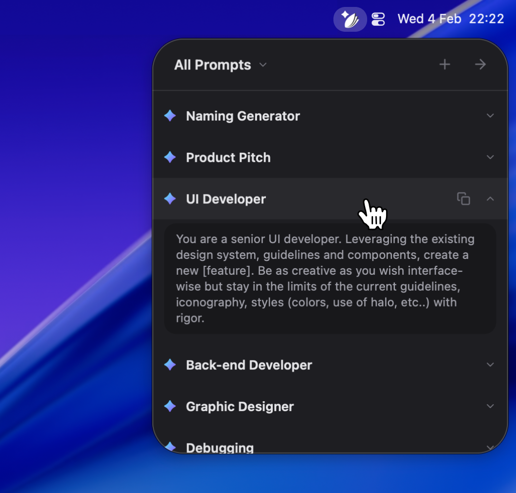 Prompt Library quick launcher and expanded prompt content